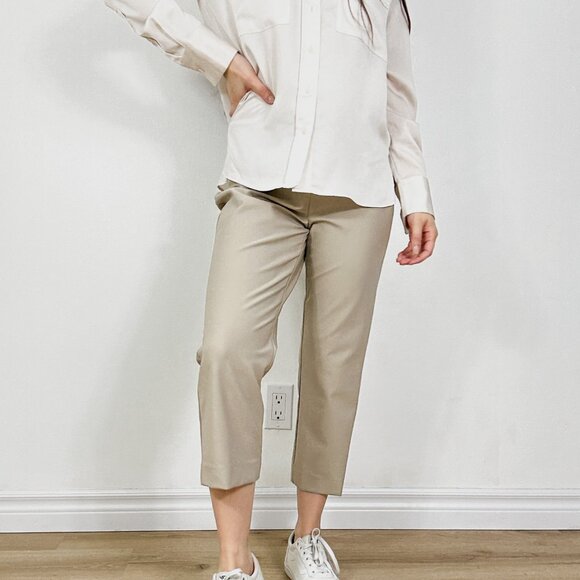 *Alfred Sung Beige Cropped Straight Leg Trouser - Picture 3 of 9